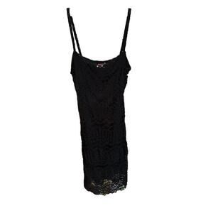 Frederick's of Hollywood Black Floral Lace Mini Tank Dress Size Small